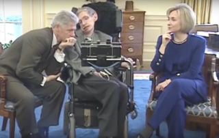 Stephen Hawking ontmoet Bill en Hillary Clinton