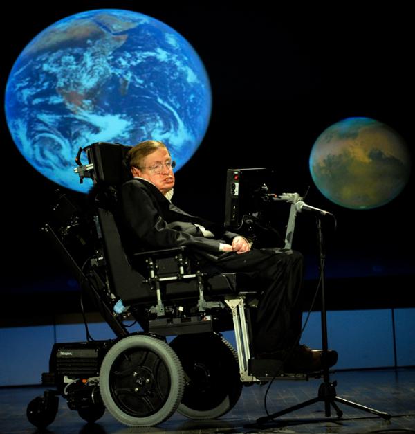 Stephen Hawking presenteert tijdens congres van de NASA